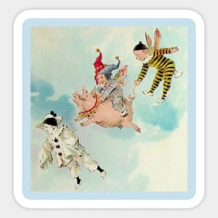 Flying Mime Befriends a Lost Pig Sticker